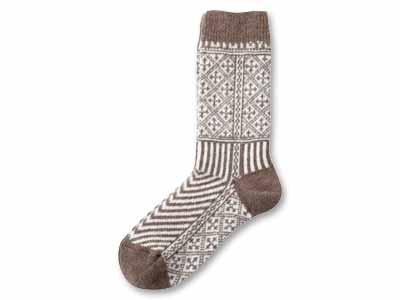 予約　アワユキ　ウールノルディックソックス　ブラウン写真