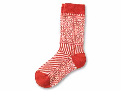 予約　アワユキ　ウールノルディックソックス　レッド写真