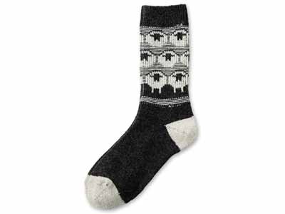 予約　アワユキ　ウールシープドットソックス　チャコール写真