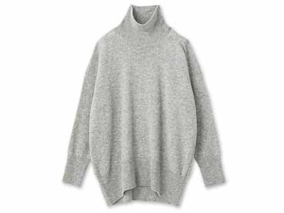 予約　アワユキ　ウールハイネックプルオーバー　ライトグレー写真