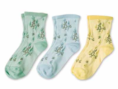 予約　日本製　肌コットンゆったり花柄ソックス写真