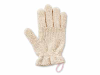 予約　オーガニックコットン浴用ボディウォッシュ手袋（生成）Ｓ写真