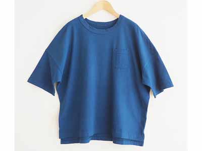 正藍染メイドインアースのTシャツ(度詰天竺)M写真