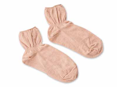 予約　オーガニックコットン混エステくつ下（茶）写真