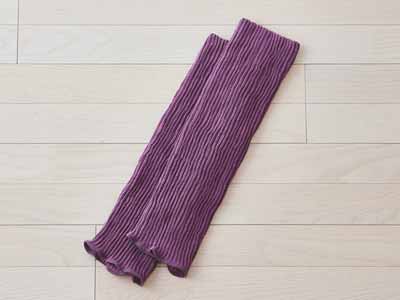 予約　シルク＆コットン混二重織レッグウォーマー（スモーキーパープル）写真