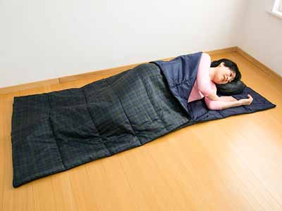 洗える寝袋コンパクト収納　チェックグリーン写真