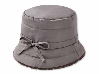 予約　すっぽり被れる小顔見せあったかキルト帽子（グレージュ）写真