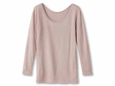 予約　【日本製】ぬくもりやわらか発熱インナー　8分袖（ローズグレー）Ｌ写真