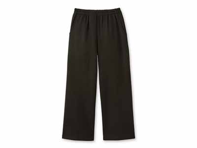 予約　【日本製】ゆったり暖か裏シャギーワイドパンツ（ブラック）Ｍ写真