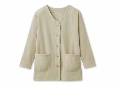 予約　軽くてあったかフリースカーデ（サンドグレー）ＬＬ−3Ｌ写真