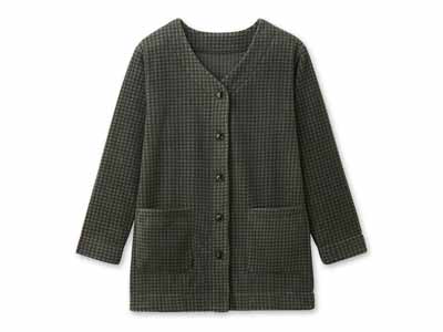 予約　軽くてあったかフリースカーデ（ギンガム）ＬＬ−3Ｌ写真