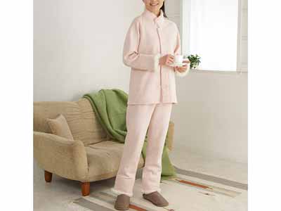 予約　メリノンのパジャマ（ウエストリブ付き）ピンク　Ｍ写真