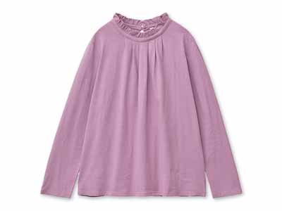 予約　ＯＣ天竺モックネックトップ・パープル・Ｍ写真