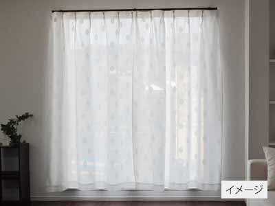 予約　断熱パイルミラーレースカーテン葉っぱ柄　ホワイト100×176CM写真