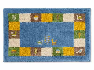 予約　洗えるコーナー吸着玄関マット　シエラ　45×75　ブルー写真