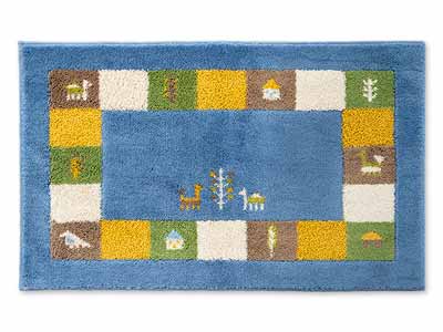 予約　洗えるコーナー吸着玄関マット　シエラ　50×80　ブルー写真