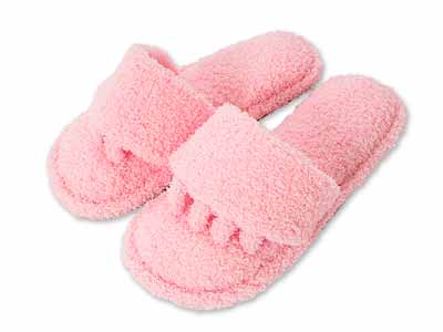予約　広げてスッキリふわふわスリッパ　ピンク写真