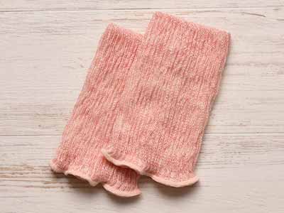 予約　シルク＆リネン混二重織足首ウォーマー（さくら）写真