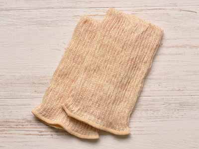 予約　シルク＆リネン混二重織足首ウォーマー（ハニークリーム）写真
