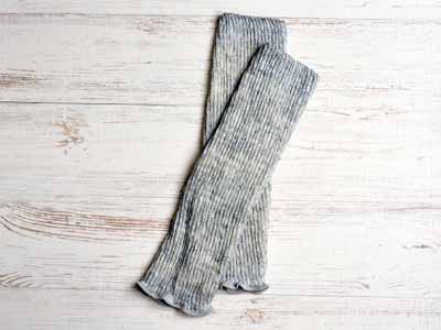 予約　シルク＆リネン混二重織レッグウォーマー（グレー系）45CM写真
