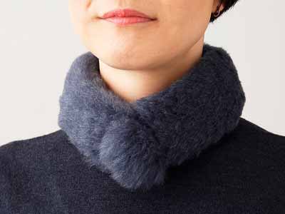 予約　メリノンのカラープチマフラー（ブルーグレー）写真