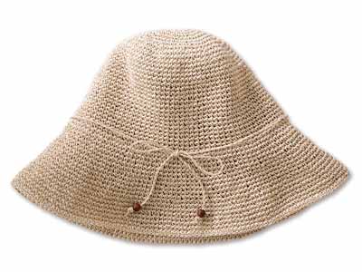 予約　ささ和紙手編み帽子　ベージュ写真