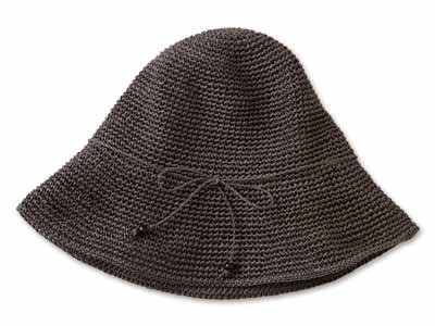 予約　ささ和紙手編み帽子　ブラウン写真