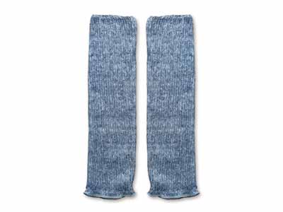 予約　シルク＆リネン混二重織レッグウォーマー（ブルー系）45CM写真