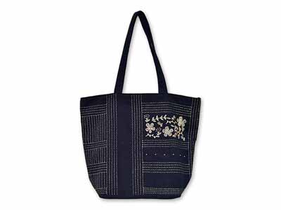 予約　カンタ刺繍トートバッグ・ネイビー写真