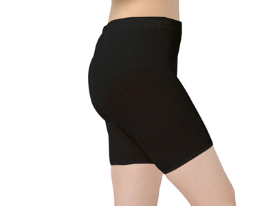 予約　シルク混ニット5分丈パンツ（ブラック）Ｍ写真