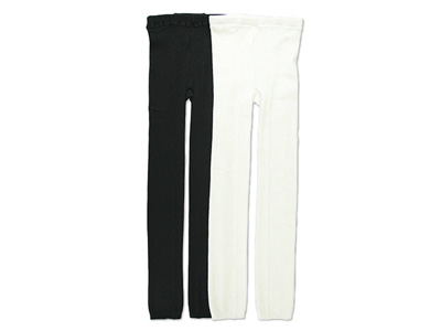 予約　シルク混ニット10分丈スパッツ（ブラック）Ｍ写真