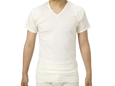 予約　無蛍光綿肌着・紳士半袖ＶネックシャツＬ写真