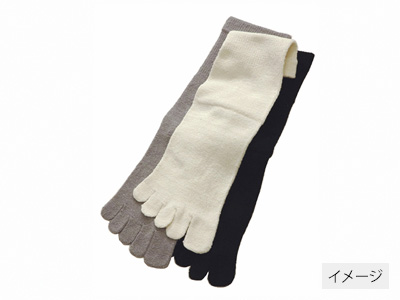 予約　シルク混5本指ソックス（かかと付）ブラック22−24CM写真