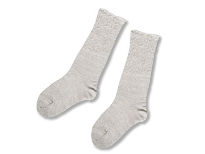 予約　リネン混シルク・クルーソックス写真