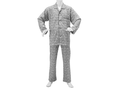 予約　綿100％紳士楽らくワンタッチパジャマ（グレー）Ｌ写真