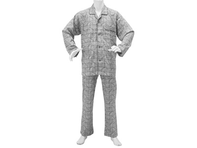 予約　綿100％紳士楽らくワンタッチパジャマ（グレー）ＬＬ写真