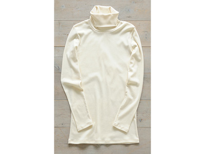 予約　長袖ハイネックＴシャツ（フライス）（きなり）Ｍ写真