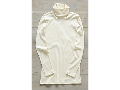 予約　長袖ハイネックＴシャツ（フライス）（きなり）Ｌ写真