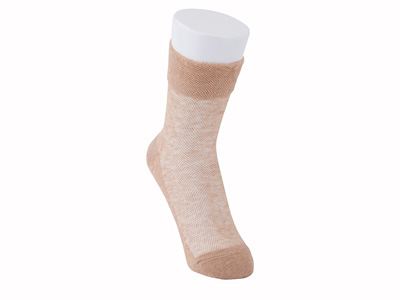 予約　オーガニックコットン混　メッシュソックス　茶写真