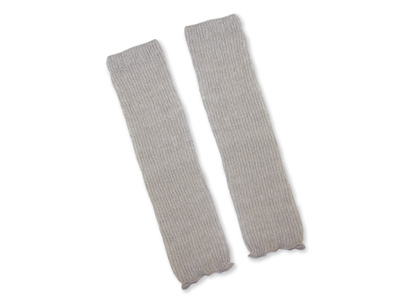 予約　シルク＆リネン混二重織レッグウォーマー（生成）45CM写真