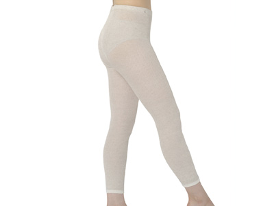 予約　シルクリネン混10分丈スパッツ（生成）Ｌ写真