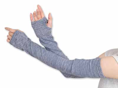 予約　リネン混日除けアームカバー（杢デニム）写真