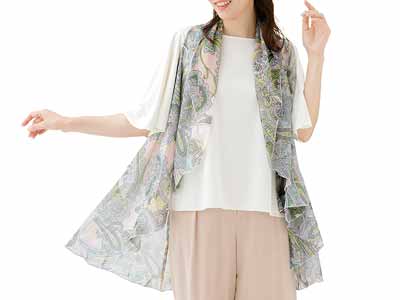 予約　着やせ美人のスカーフベスト　ペールピンク写真