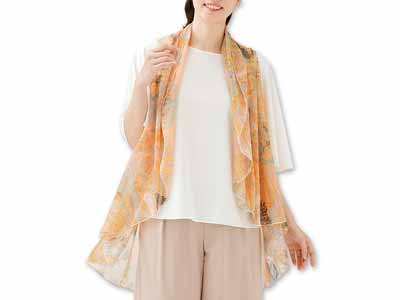 予約　着やせ美人のスカーフベスト　ペールオレンジ写真