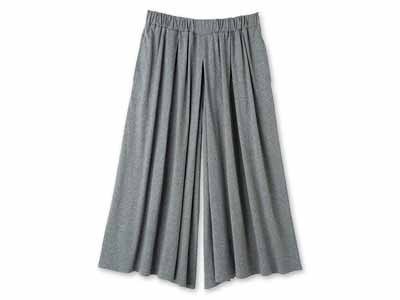 予約　ＯＣコットンギャザーワイドバンツ・グレイメランジ・Ｍ写真