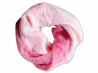 予約　リネンとシルクの3色スヌード　ピンクサーモン写真