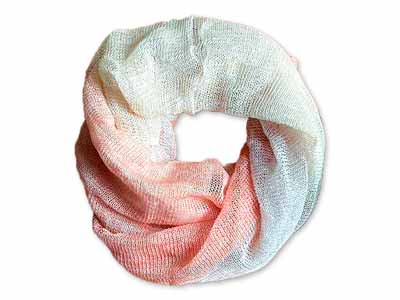 予約　リネンとシルクの3色スヌード　オレンジ写真