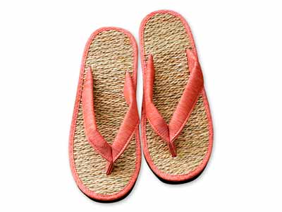 予約　七島い草草履　ルーチェ　オレンジ　Ｍ写真