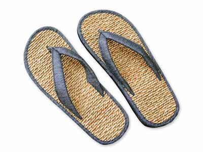 予約　七島い草草履　ルーチェ　ブルー　Ｌ写真