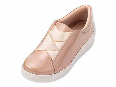 予約　ミスキョウコ　4Ｅ　クロスゴム　オパンケエナメルスニーカー　ベージュ　24.0CM写真